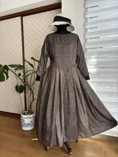 本場村山大島紬いろいろ繋ぎ大人可愛いロングワンピースに
