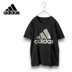 アディダス adidas ブラック ダメージ 半袖 Tシャツ S 【古着】