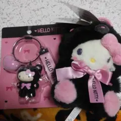 サンリオ まっくろあにまるず ハローキティ ぬいぐるみマスコット キーホルダー