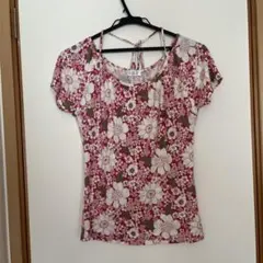 花柄 半袖カットソー レッド系のサムネイル