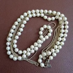 【SALE】ROPE パール調 マルチチェーン ネックレス
