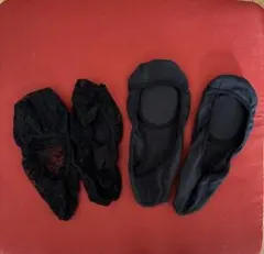 黒いレースフラットソックス4足セット