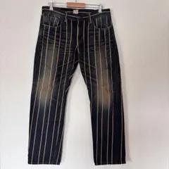 00s LEVI'S ストライプパンツ 505 ヒッコリー ゴールデンサイズ 茶