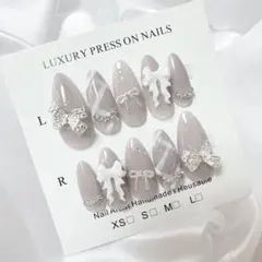 グレー チェック フレンチガーリー ワンホン y2kスナ系量産型 韓国ネイル