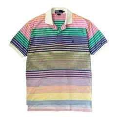 90s Polo ラルフローレン レインボー マルチボーダー 天竺 ポロシャツ