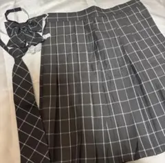 制服 スカート ネクタイ リボン セット グレー チェック プリーツ コスプレ