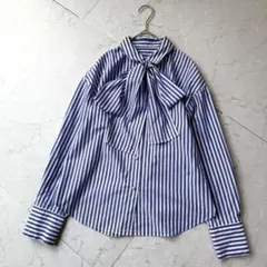 NOLLE'S リボンタイ パール釦シャツ 38 ブルー ホワイトのサムネイル