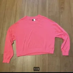 ピンク クロップド丈 長袖ニット　h&m