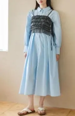 sō4ū タックシャツワンピース ブルー 春秋 サマンサモスモス 橋下美好 清楚