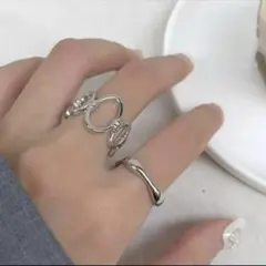 リング 2点セット 指輪 フリーリング シルバー プチプラ 韓国