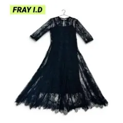 美品✨FURFUR ファーファー 切替レースプリーツロングワンピース 黒 
