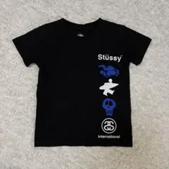 希少 Stüssy ブラック Tシャツ　110~120cm 美品　ステゥーシー