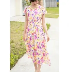 【tocco closet】夏と恋を呼ぶトロピカルフラワーマキシワンピース