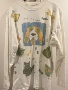 90s USA製 rel-e-vant product 犬 art Tシャツ