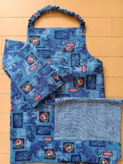 120前後エプロン3点セット 恐竜柄DANGER