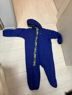 patagonia フード付きスキースノボウエア青×黄緑チェック柄