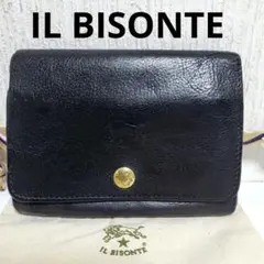 イルビゾンテ　IL BISONTE　二つ折り財布　ミドルウォレット　ブラック