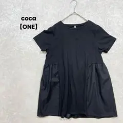 a2266＊coca 半袖ドッキングTシャツ　黒【ONE】綺麗めカジュアル