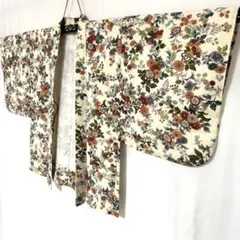 5k2697 羽織　毛　袷　白　赤　緑　グレー　ベージュ　青　花柄　和装　着物