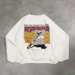 スウェット 古着 ビッグプリント コアラ アニマル ひび割れ 白 M 12099