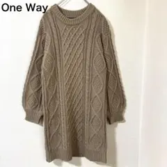 one way ケーブルニットワンピース　チュニック　ミニワンピ　ゆるだぼ