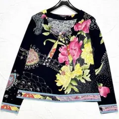 希少✨LEONARD レオナール シルク混 花柄ブラウス ボウタイ　リボン LEONARD - 希少✨LEONARD レオナール シルク混 花柄ブラウス ボウタイ