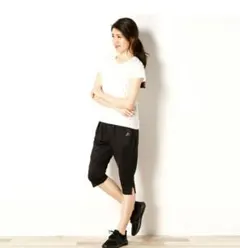 ✨アディダス✨adidas WYGニットカプリパンツ スポーツウェア【M】黒ロゴ