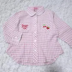 未使用 Mezzo piano メゾピアノ 長袖 チェック シャツ 140