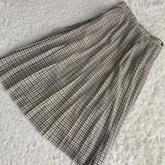Aquascutum 総柄プリーツスカート ベージュ 11 チェック