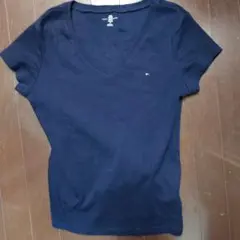 トミーヒルフィガー ネイビー Vネック Tシャツ