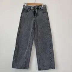 GU ブラック ワイドレッグデニム S