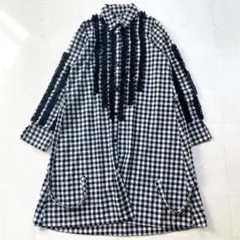 IMAKOKONI イマココニ　ギンガムチェック　シャツワンピース　フリル　白黒