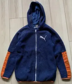 PUMA プーマフリースパーカー 150cm ネイビー/オレンジ