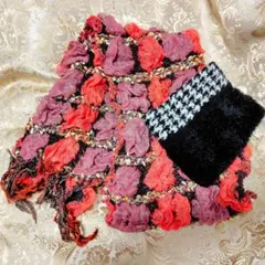 混紡毛糸の マフラー ストール　ネックウォーマー　2点セット