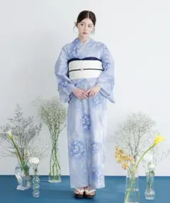 ゆかた 古今 淡彩 乱菊 （ブルー） 綿 青 仕立て上がり プレタ 日本製