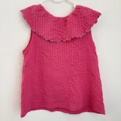 MARKEY'S ニットサッカーフリルカラーノースリーブカットソー