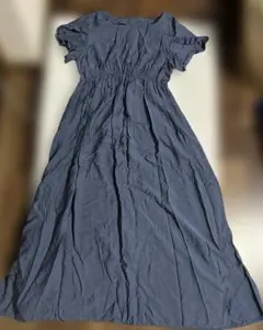 レディース　マタニティ　ワンピース　ロング丈　　　　フリル　ネイビー