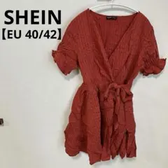 SHEIN 【EU 40/42】シーイン　赤 半袖 ラップチュニックのサムネイル