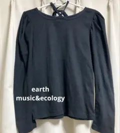 【美品】チョーカー風 長袖 トップス ブラック 韓国コーデ ブラック