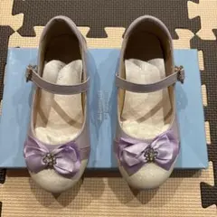 薄紫色 リボン付き バレエシューズ