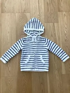 《美品》ジェラートピケ　フード付　ストライプアウター