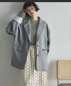 ザヨン　2025タックカーブスリーブテーラードジャケット　グレー