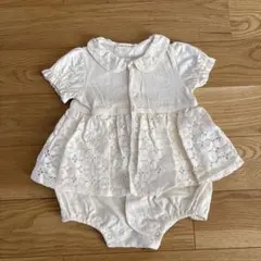 ホワイト レース付きロンパース