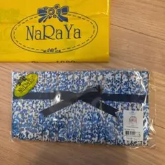 【新品！未開封】NaRaYa 巾着バッグ ブルー 花柄 リボンのサムネイル