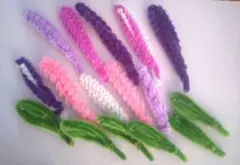 ハンドメイド　モールフラワー材料　ラベンダー　カラフル　葉っぱ付きのサムネイル