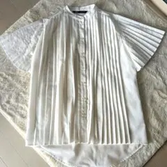 ZARA プリーツ 半袖 ブラウス ホワイト XSのサムネイル