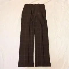 メンズ チェック柄 スラックス ブラウン ストレート 古着 トラッド クラシック
