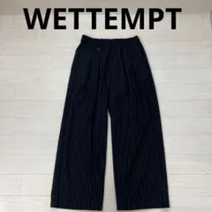 WETTEMPT スラックス ワイドパンツ 2タック ストライプ 黒 S
