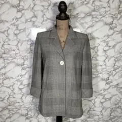 美品　Pierre Cardin　（40）　チェックテーラードジャケット　グレーのサムネイル