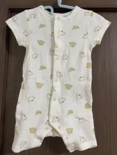 動物柄ロンパース 半袖 クリーム色